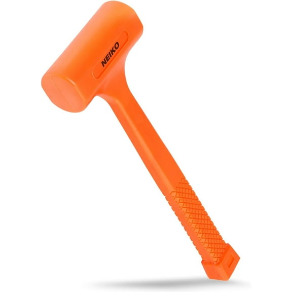 Neiko 02846A 1 LB Dead Blow Hammer, Neon Orange I Unibody Molded | Checkered Grip | Spark and Rebound Resistant