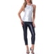 thumbnail image 2 of INSPIRAR CHIC Top de Mujer Sin Mangas Cuello Redondo Metálico Brillante Fiesta Nudo Torcido Cami Tops M Blanco Plateado, 2 of 6