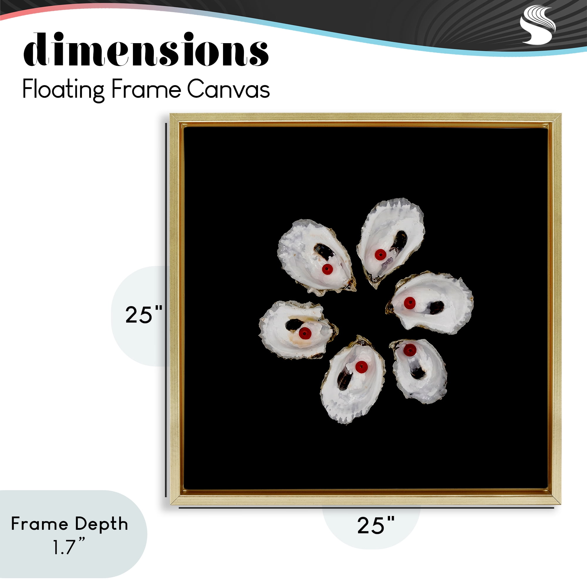 Stupell Industries Oyster Shells Symmetry Gold Framed Floater Canvas Wall Art, design by Beth Adoette