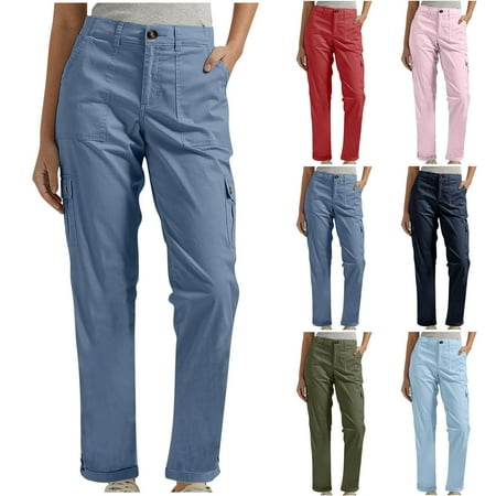 New & Trending, Women's Solid Color Pants, Elastic Waistband, Casual Workwear, Pockets, Fashionable Fit, Office/Travel, Comfortable, Stretch Material, Casual Pants for Women | Army Green L