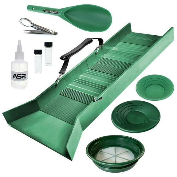 10pc ASR Outdoor Deluxe Sluice Box Gold Prospecting Kit Classifier Pan
