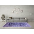 thumbnail image 3 of Ahgly Company Machine Washable Indoor Round Oriental Blue Industrial Area Rugs, 3' Round, 3 of 4