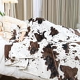 thumbnail image 5 of Soft Black and White Cow Throw Blanket Cute Highland Cow Stuff Gifts Decor Lightweight Fuzzy Cozy Fleece Blanket for Bedroom Travel Camping, 5 of 6