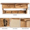 thumbnail image 4 of Sfugno Coat Hooks Wall Mounted, Rustic Wood Coat Rack Wall Mount Shelf with Hooks, Farmhouse Wall Coat Rack with Shelf & Coat Hook, 4 of 7