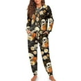thumbnail image 4 of DISNIMO Skull Daisy Pattern Women's 2 Piece Lounge Sets Soft Comfy Ladies Lounge Sets Fashion Nightwear Casual Long Sleeve Sweatshirt with Long Pants, XL, 4 of 7