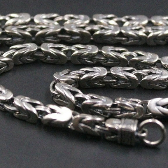K-KED Real 925 Sterling Silver Necklace Man's Delicate Jewelry 4mm Byzantine Chain 22inch/39g