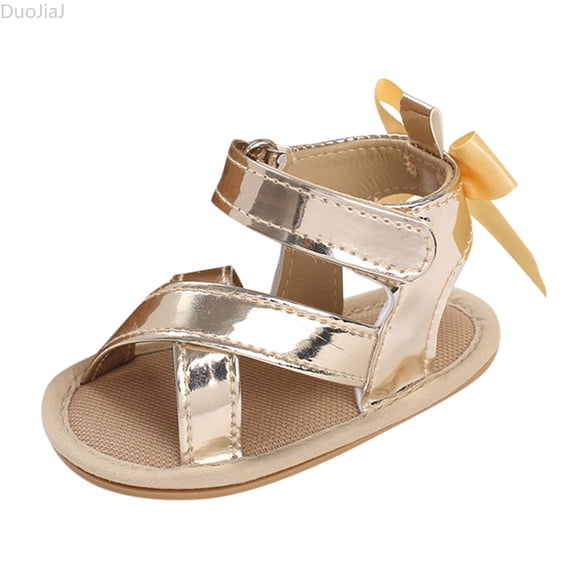 DuoJiaJ Summer Children And Toddler Shoes Boys And Girls Sandals Flat Sole Light Solid Color Open Toe Bow Baby Sandals Open Toe Size 4