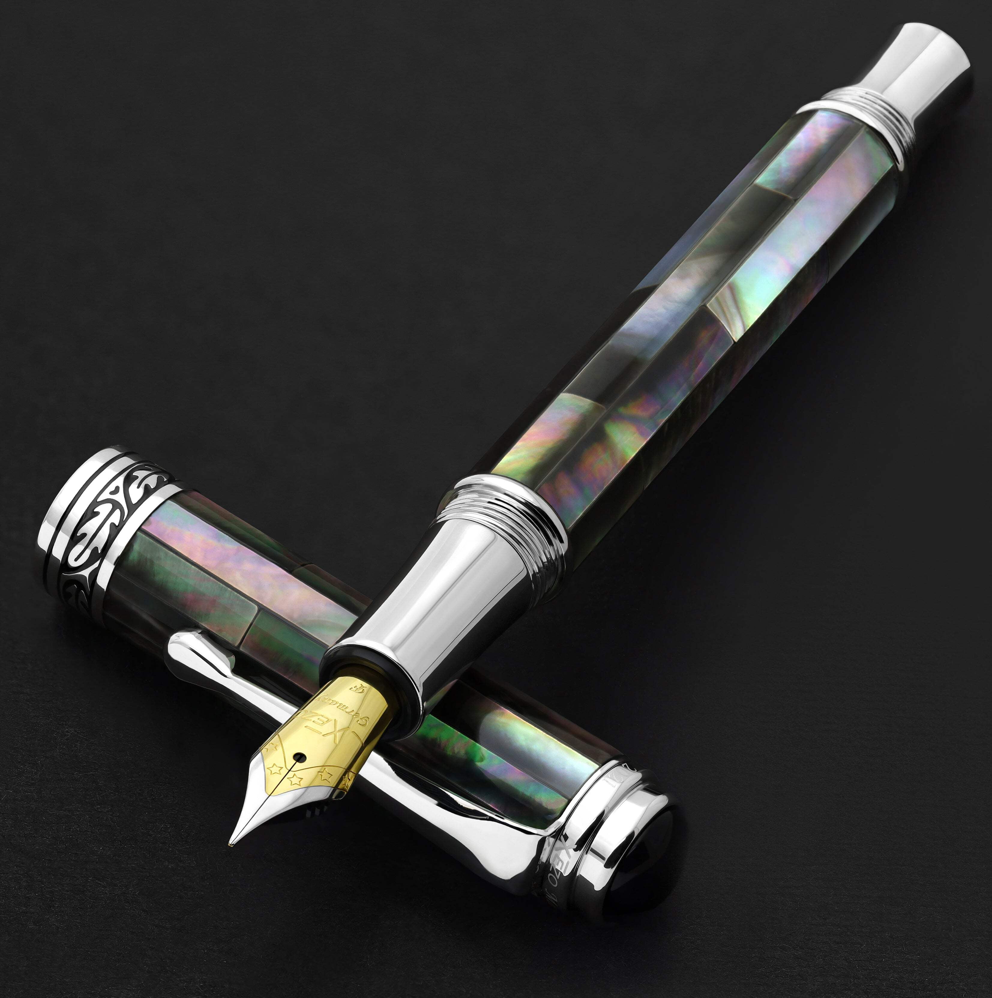 Xezo Xezo Maestro® Black Mother of Pearl  Platinum Plated Fountain Pen (Fine / Extra Fine Nib)