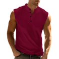 thumbnail image 2 of Men’s Button Down Solid Color Summer Tank Top Sleeveless Wide Shoulder Slim Fit, 2 of 4