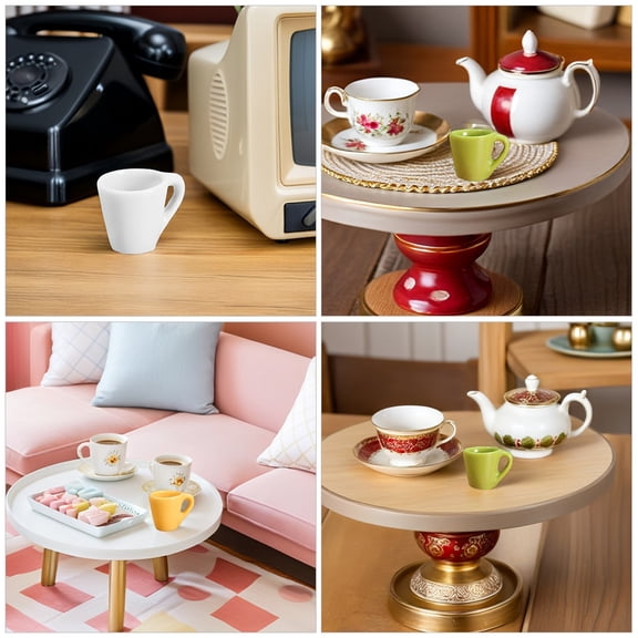 GOOHOCHY 6-Piece Mini Resin Coffee Cup Set for Dollhouse Kitchen, Pretend Play Drinkware, Mini Tea Party Accessories and Craft Decorations