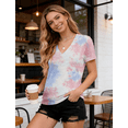 thumbnail image 5 of WQD Womens Short Sleeve V Neck T Shirts Casual Tie Dye Tops Loose Fit Basic Summer Tee Trendy Printed Blouse, 5 of 8
