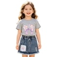 thumbnail image 3 of Tiijoy Girls Short Sleeve Outfits Casual Flower Bow Graphic Tee Shorts Set, Sizes 6-7, 3 of 4