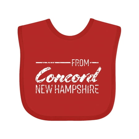 

Inktastic From Concord New Hampshire in White Distressed Text Gift Baby Boy or Baby Girl Bib