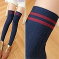 thumbnail image 3 of SPRING PARK 1Pair Women Gril Striped Over Knee Socks Cotton Knit High Thigh Stocking, 3 of 8