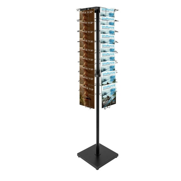 36-Pocket Rotating Display Stand, Greeting Card Holder Organizer, Sturdy Iron for Magazines Brochures