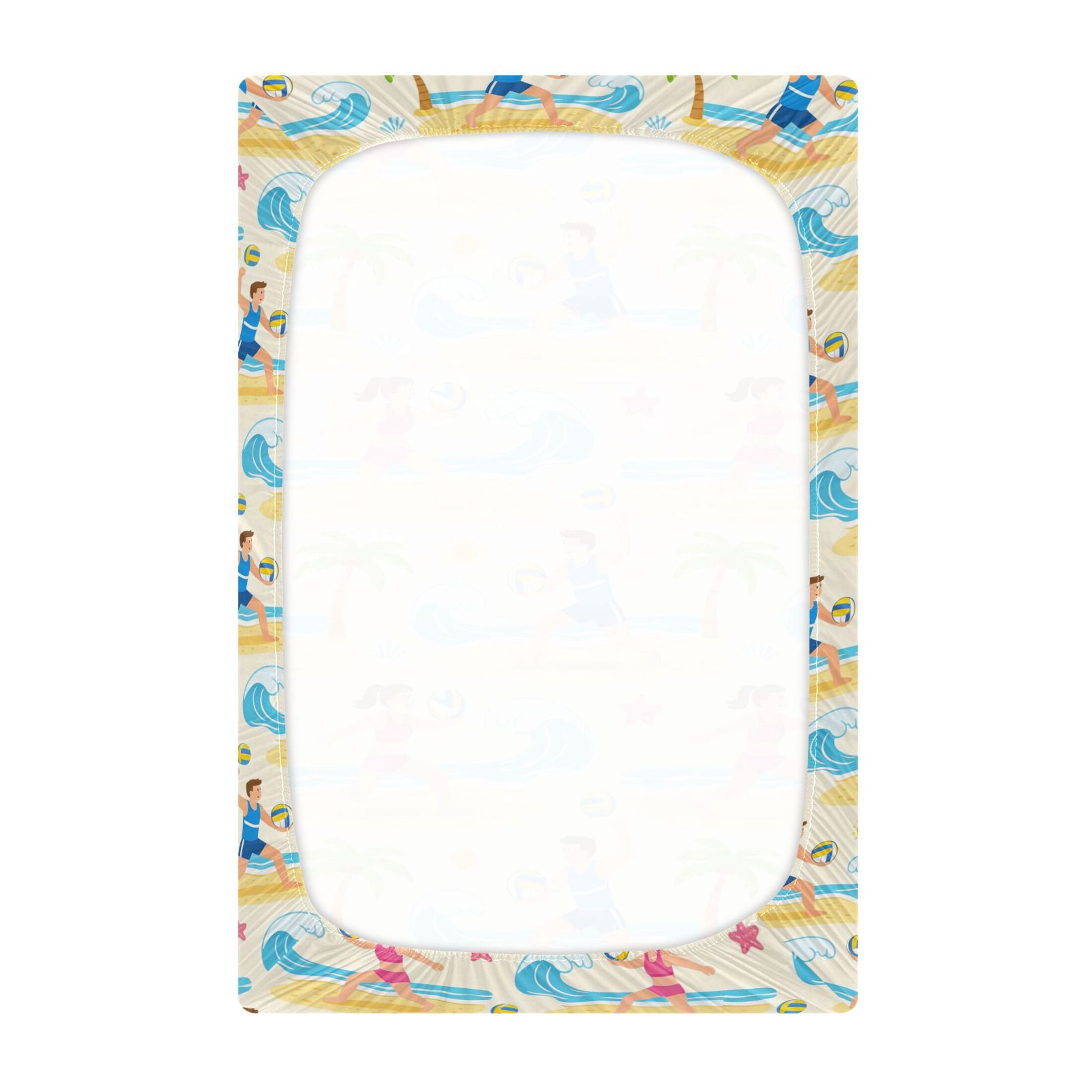 Baby Essentials 52”x 28”- Standard Cotton-like Modal Elastic- Beige Volleyball Design Crib Sheets for Newborns and Toddlers