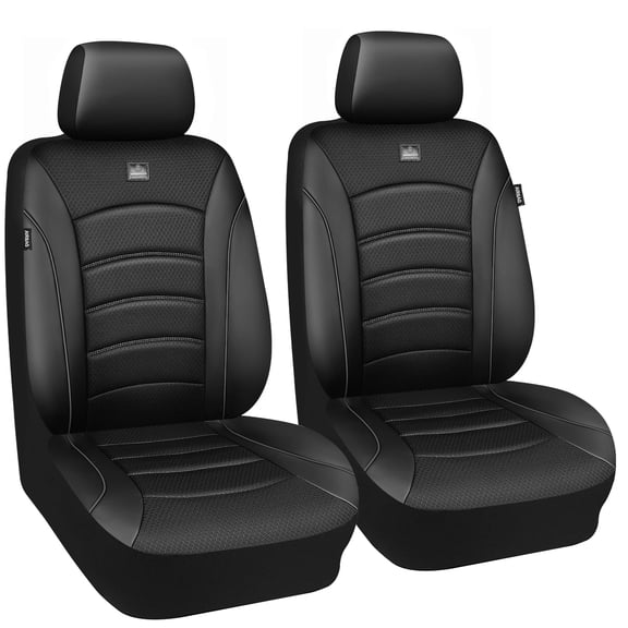 CAR GRAND 3D Foam Mesh Seat Covers,NAPA Leather Airy Cool Car Seat Covers, Universal Fit Comfortable Front Seat Automotive Seat Protectors for Trucks SUV Sedan Airbag Compatible Black Gray