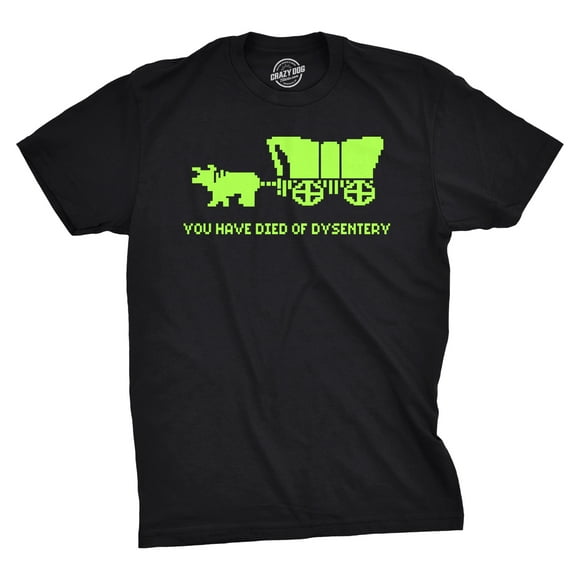 You Have Died Of Dysentery T Shirt Funny Gamer Shirts Video Games Nerdy Cool 80s Graphic Tees