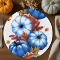 thumbnail image 2 of Fall Round Placemats Set of 4 Blue Pumpkin Place Mats Thanksgiving Woven Placemat Autumn Maple Leaves Circle Braided Table Mat for Kitchen Dining Table Autumn Party Home Decor 15 Inch, 2 of 9