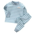 thumbnail image 4 of Siilsaa Toddler Rayon from Bamboo Pajamas Sets Baby Boy Girl Solid Fit Long Sleeve Sleepwear Blue,3-6 Months, 4 of 4