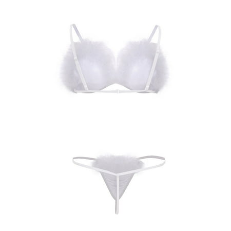 

wendunide underwear women Women V-Neck Eyelash Lace y Stain Camisole Pajamas Bowknot Shorts Set White XL