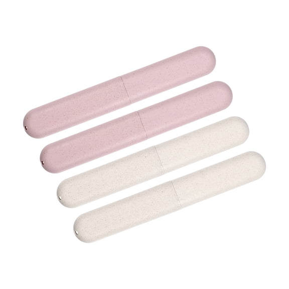 Vocoste 4 Pcs, Traveling Toothbrush Holders Case, PP Toothbrush Case for Travel Business, Beige, Pink, 8.07"x1.22"x0.83"
