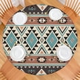 thumbnail image 2 of Brown Triangular Geometric Pattern Round Fitted Tablecloth with Elastic Edge,Dining Table Cover Waterproof,Outdoor Round Tablecloth for Camping,Dining,Indoor and Outdoor, 2 of 7