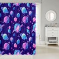 thumbnail image 2 of Manfei Neon Ringed Planets Shower Curtain 72Wx84L,Sprinkle Stars Print Bathroom Shower Curtain,Purple Navy, 2 of 5