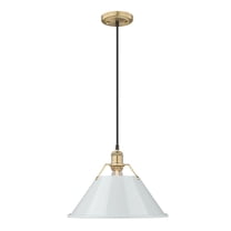 Orwell 1-Light Pendant in Brushed Champagne Bronze with Dusky Blue