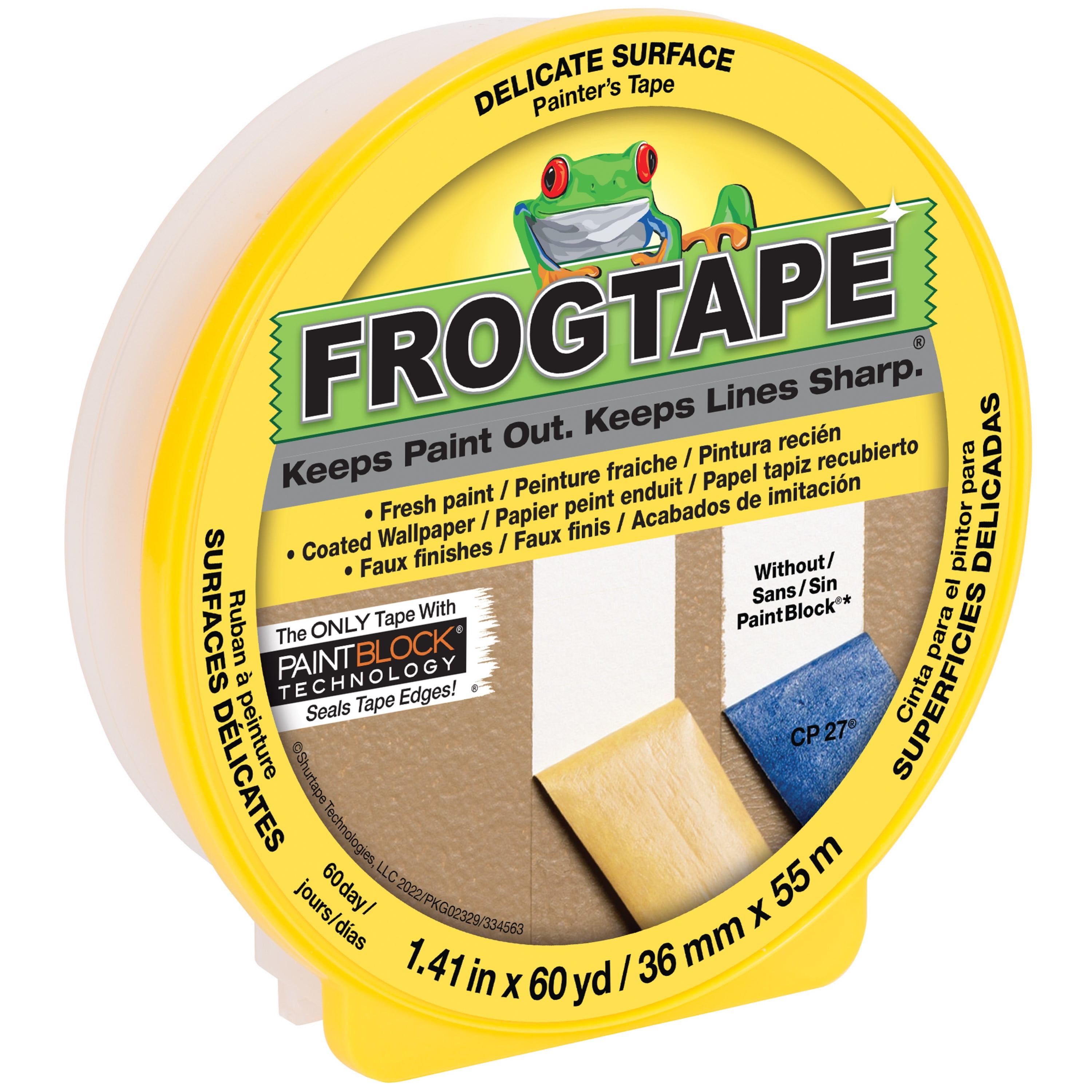 FrogTape 1.41 in. x 60 yd. Yellow Delicate Surface Painter's Tape