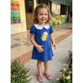 thumbnail image 6 of BemeyourBBs Toddler Baby Girl Back to School Dress Outfit Kids Kindergarten Dress Outfits Bow Pencil Embroidery Puff Short Sleeve Peter Pan Doll Collar A-Line Dress Toddler Baby Girl Summer Dress, 6 of 9