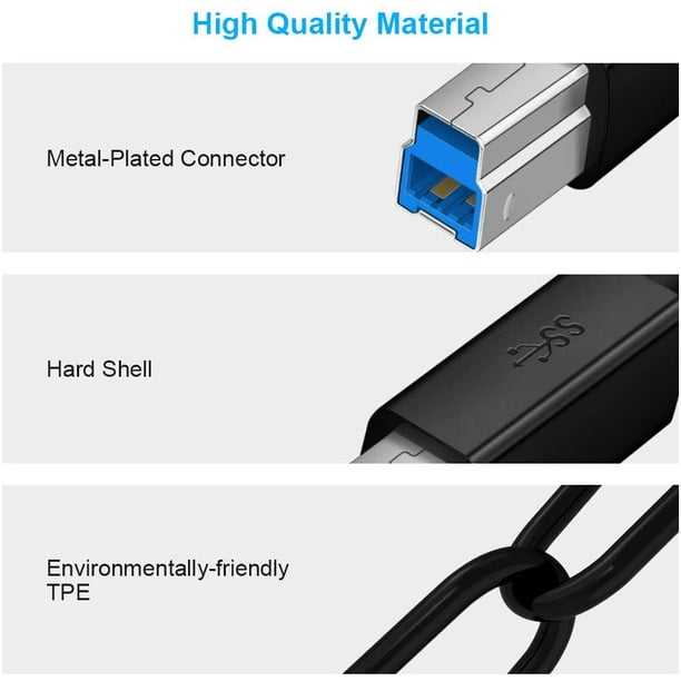 OKRAY USB 3.0 A To B Cable 2-Pack 6 Feet | SuperSpeed Data Transfer