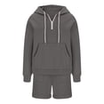 thumbnail image 3 of Hot Selling Sportswear For Women Hooded Shorts Set Home Two-Piece Set Dark Gray L, 3 of 5