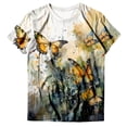 thumbnail image 4 of ZMHEGW T Shirts For Women Graphic Summer Casual Fashion Round Neck Short Sleeve Flower Butterfly Print Top Tshirts, 4 of 4