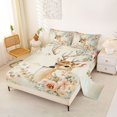thumbnail image 2 of Castle Fairy Watercolor Floral Deer Queen Sheets 4 Pieces,Romantic Rose Leaves Queen Sheet Sets,Peach Blue Cream,1 Fitted Sheet, 1 Flat Sheet and 2 Pillowcases, 2 of 6