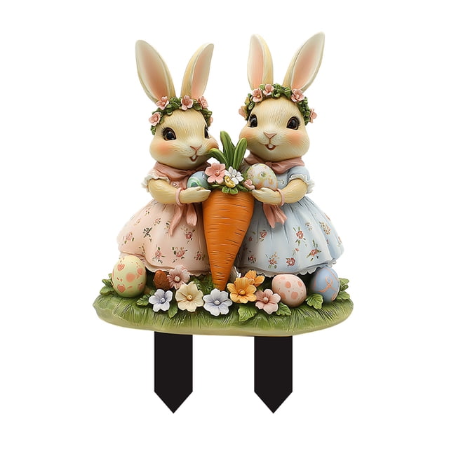 Gupgi Bunny Garden Stakes Funny Rabbits Carrot/Easter Egg Spring Garden Lawn Decoration