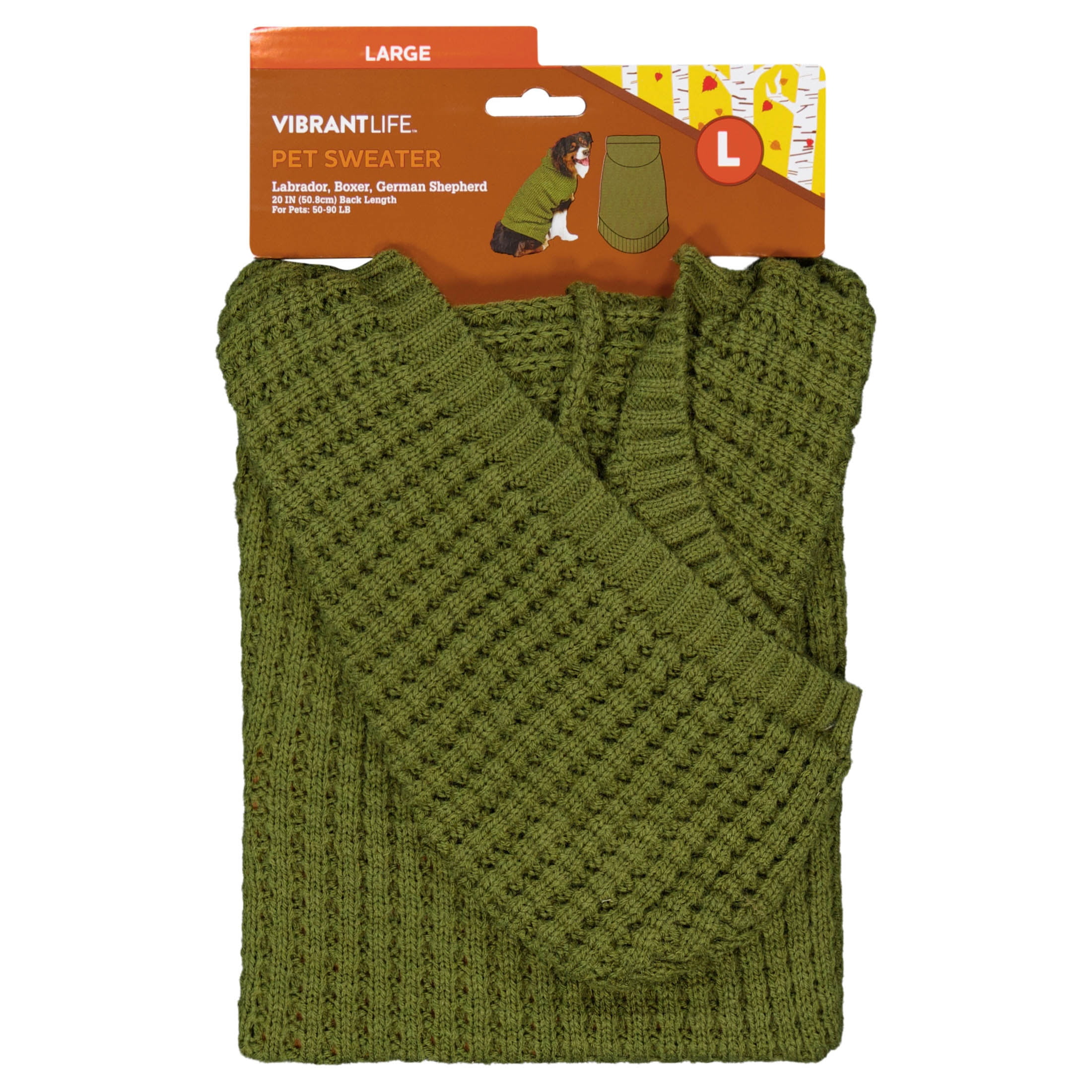 Vibrant Life Waffle Knit Sweater for Dogs, Green, L