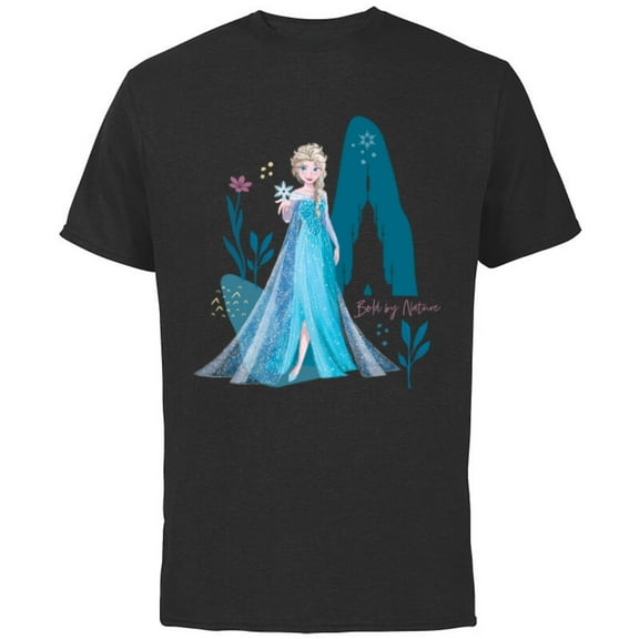 Disney Frozen Elsa Bold By Nature - Short Sleeve Cotton T-Shirt for Adults - Customized-Black