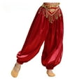 thumbnail image 3 of Kids Girls Silky Tassel Waistband Harem Dance Pants Princess Belly Dance Costume Ballroom Dress-up, 3 of 4