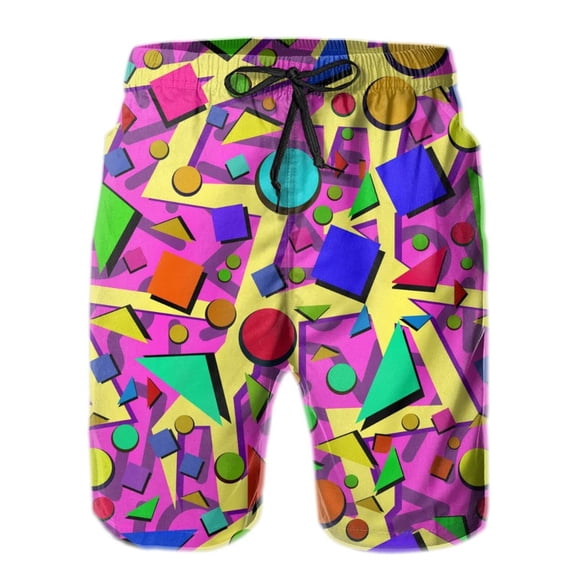 RMGVDSD Men's Casual Shorts Geometric Graphic Print Beach Shorts Comfortable Drawstring Elastic Waist Lightweight Summer Shorts Daily Dress Shorts