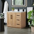 thumbnail image 2 of Cicero 36" Wood Vanity in Light Brown with White Composite Stone Top no Mirror, 2 of 12
