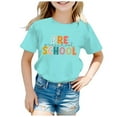 thumbnail image 3 of MEZZALL T-Shirt de Mode pour Enfant Rentrée Scolaire Imprimé Col Rond Manches Courtes T-Shirts Décontractés Hauts Tee Classique Tout-Petit Tenue Quotidienne, Vert Menthe, 6-7 Ans, 3 of 4