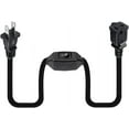 thumbnail image 2 of Short 1-Foot (Black) On Off Switch Extension Cord,Nema 1-15P to 1-15R Extension Power Cord,ETL Certified Polarity US Standard Two Plugs +12A/125V Switch 16AWG Cord(Polarized Switch Black), 2 of 9