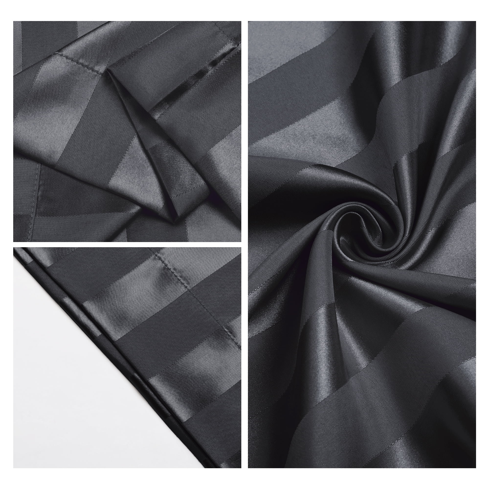 Unique Bargains Satin Pillow Cases Set of 2 Pillow Covers Queen Black