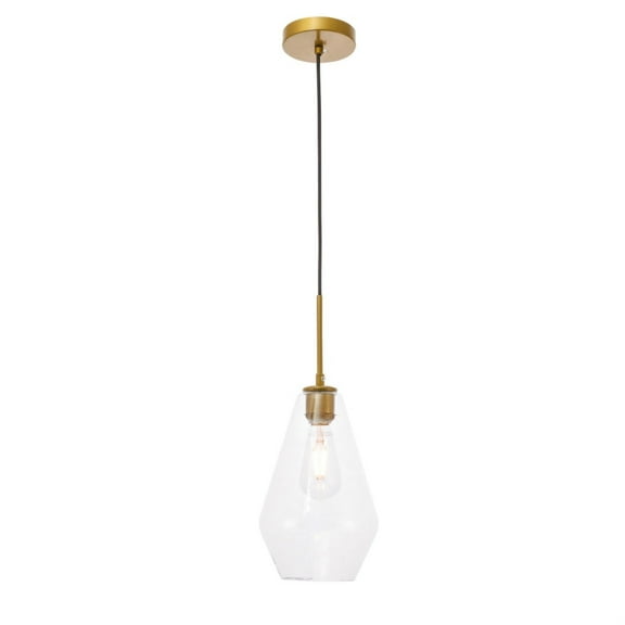 Gene 1 light Brass and Clear glass pendant
