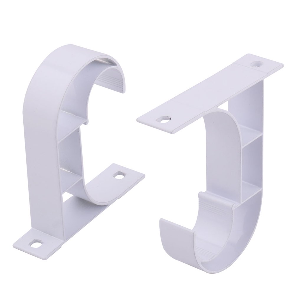 Curtain Rod Brackets, White, Set of 2, PVC Curtain Rod Bracket for