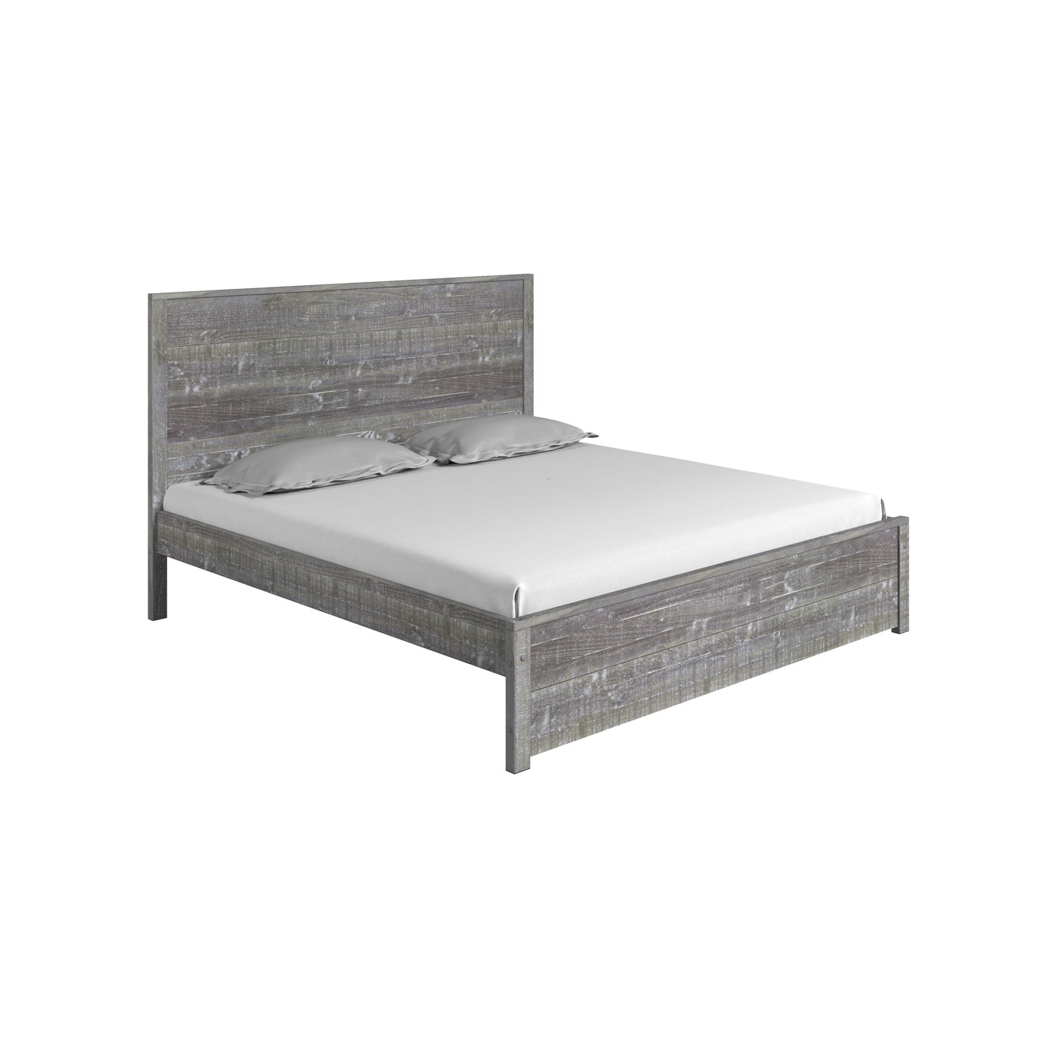 Camaflexi Hampton Solid Wood Queen Size Bed, Queen Bed Frame with Headboard, Granite Grey Finish