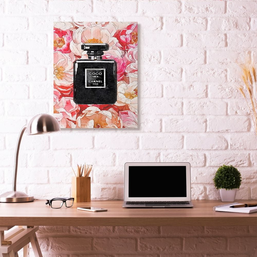 Stupell Industries Black Perfume Pink Flowers Glam Fashion Watercolor Design Canvas Wall Art by Amanda Greenwood
