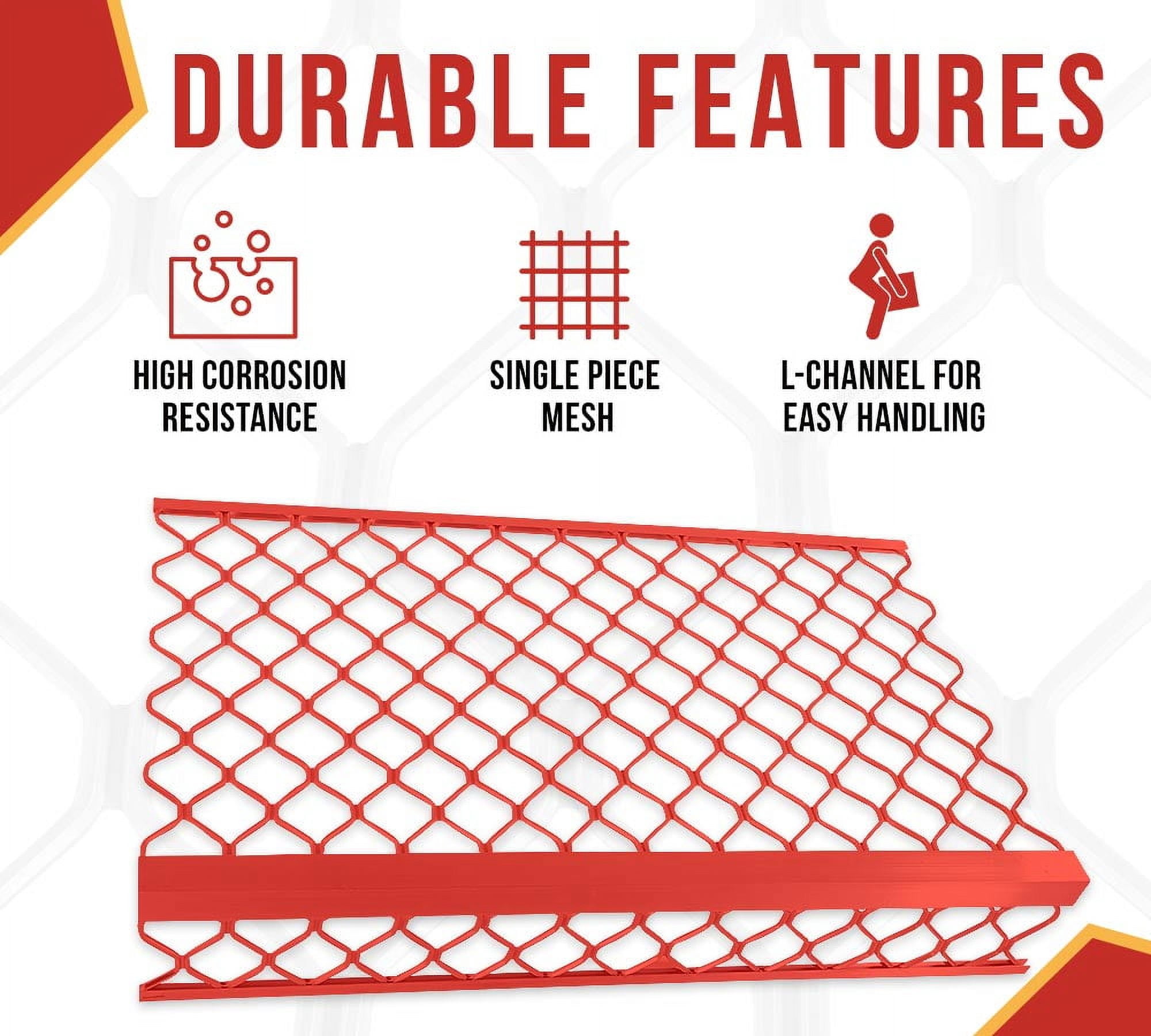 4 Pack 48"x30" (Drop) Red-Coated Aluminum Mesh Brick Guard Corner Protector - L Shape Mesh Edge Guard Corrosion Resistant