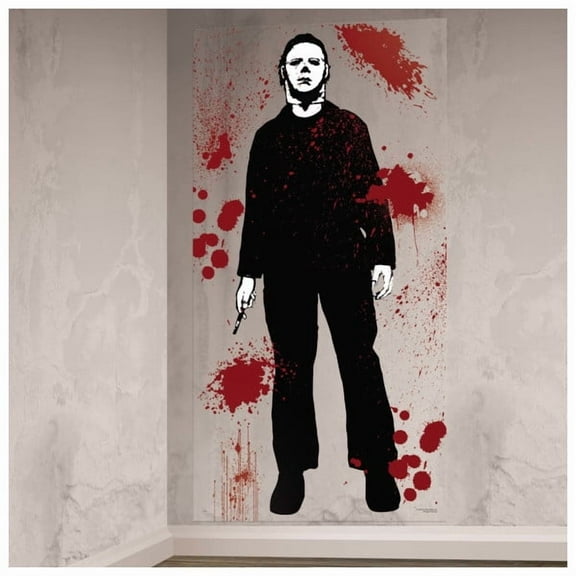 Amscan Halloween Décor Michael Myers Scene Setters, 66" x 33", Black/White/Red